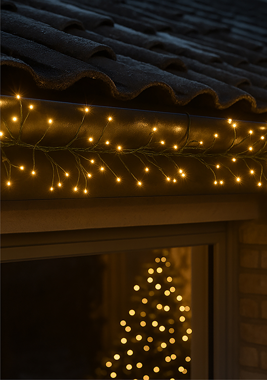 house with christmas lights on.